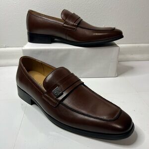 Calvin Klein Men's Dark Brown Leather Penny Loafers size 7.5 New without box